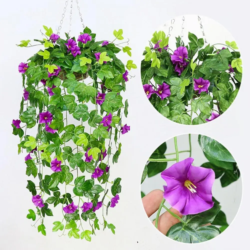 

Realistic Artificial Morning Glory Outdoor Wedding Garden Decor Simulated Morning Glory Hanging Artificial Flowers For Home Yard