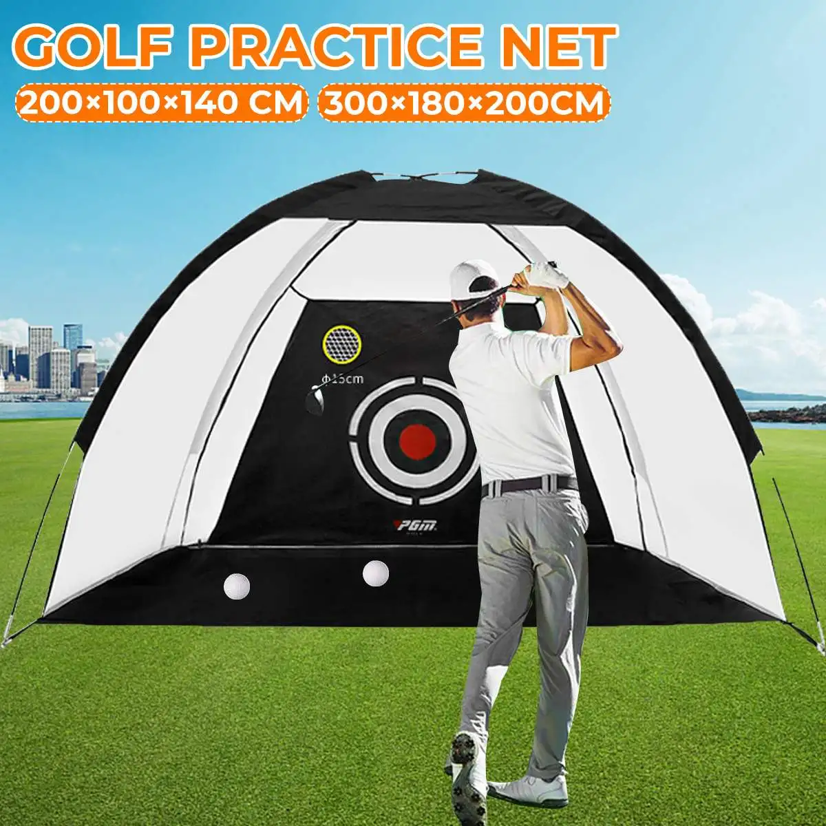 2m/3m Indoor Golf Training Net Foldable Hitting Target Tent Cage Practice Driving Soccer Durable Polyester Oxford Cloth