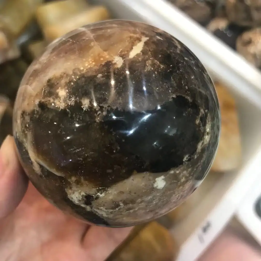 

Natural Black opal crystal ball, colored stone,black crystal, furnishings wealth prosperous connections wedding