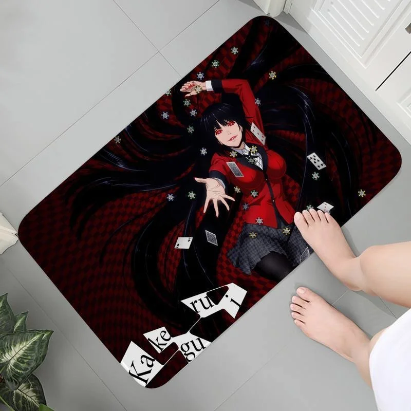 

Mats Entrance Bedroom Carpet Hallway Flannel Anti-slip Rug Indoor Kid Room Anime Kakegurui Jabami Yumeko Area Rugs Bath Mats