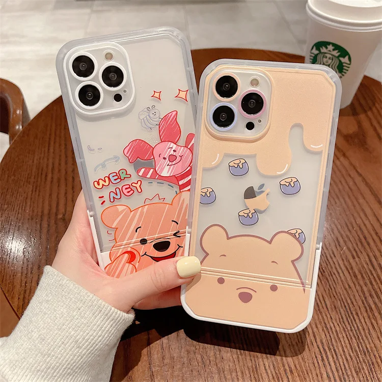

Bandai Disney cartoon Winnie the Pooh Apple 13 suitable for iPhone11/12promax mobile phone shell XS/XR anti-fall bracket painted