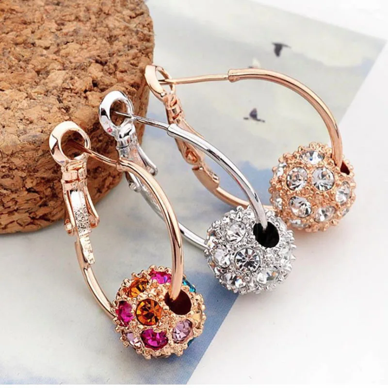 

New Trendy Lucky Hollow Beads Crystal Earrings for Women Creative Inlaid Colorful Zircon Balls Wedding Party Earrings Jewelry