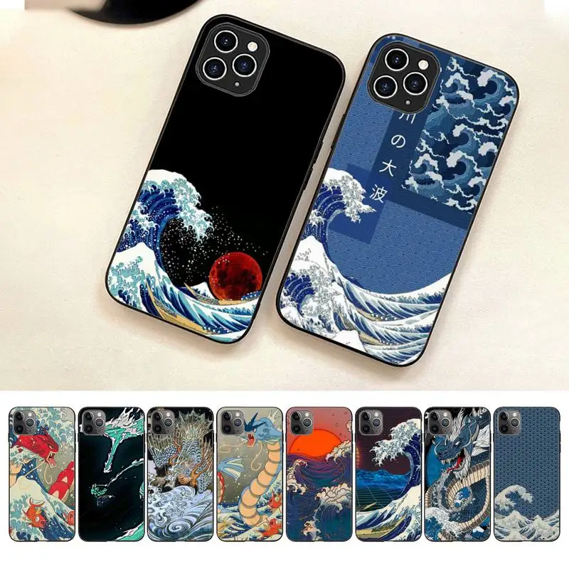 

Japanese Wave Anime Dragon Phone Case For Iphone 7 8 Plus X Xr Xs 11 12 13 Se2020 Mini Mobile Iphones 14 Pro Max Case