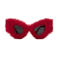 teenyoun 2022 winter plush red sunglasses party glasses knitted hat sun glasses christmas