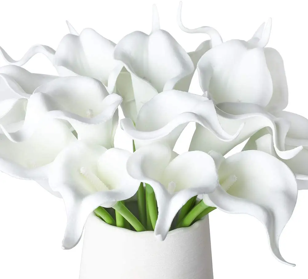 

20Pcs Calla Lily Fake White Flowers Wedding Bouquet Artificial Real Touch Latex Flowers Home Wedding Birthday Party Decoration