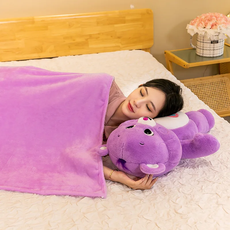 Подушка для обнимания радужного медведя, одеяло 2-в-1, одеяло для автомобиля, офиса, кондиционера, детское одеяло для сна двойного назначения