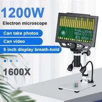 g1600 digital microscope 9 inch lcd 1600x electronic photo video microscopes adjustable led trinocular continuous magnifier