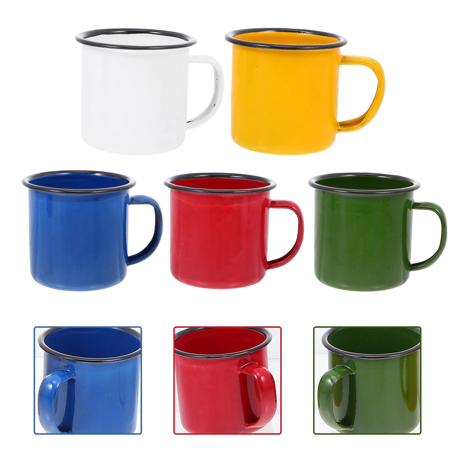

5pcs Vintage Enamel Mugs Home Practical Small Cups (Assorted Color)