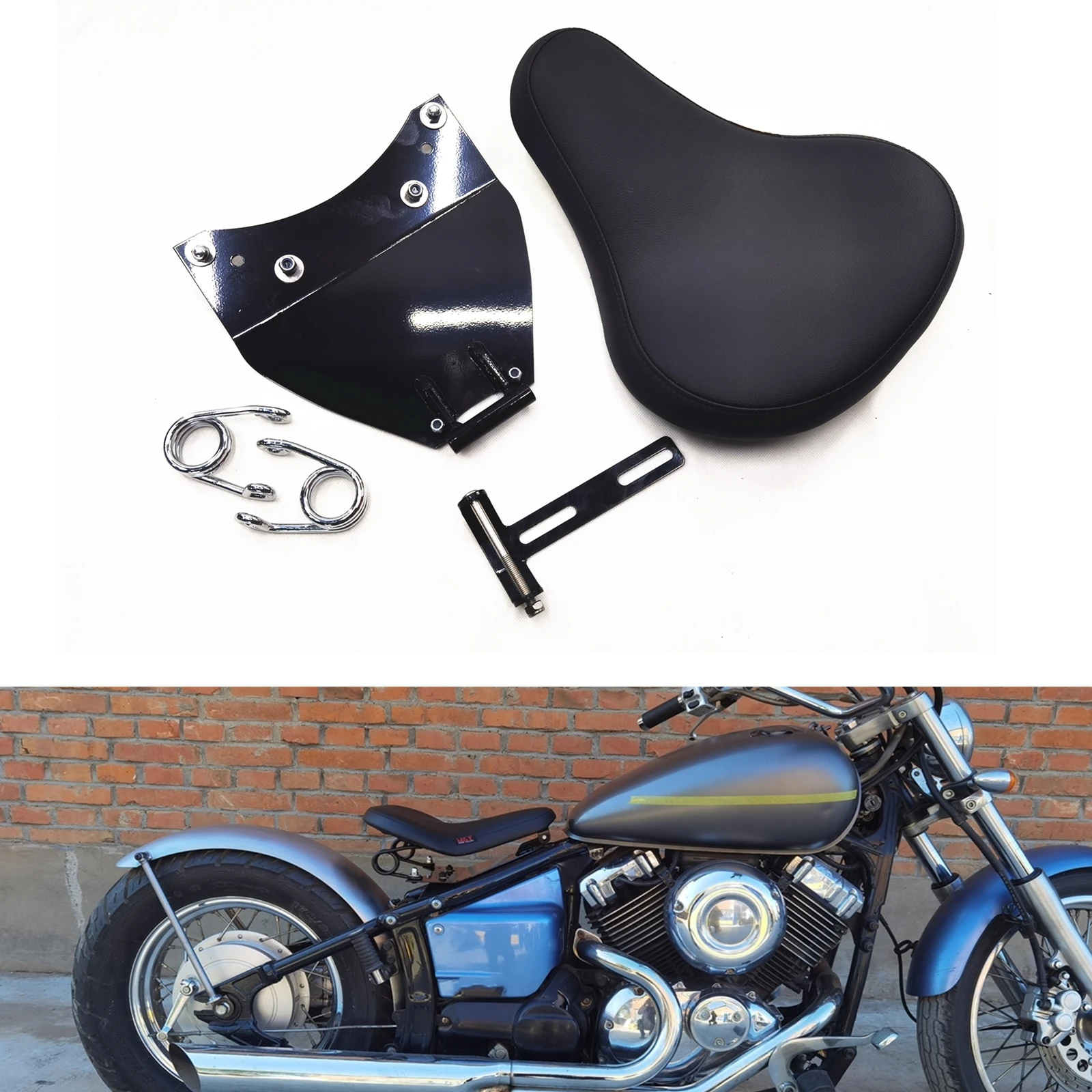 

PU Leather Motorcycle Seat Pad Pillion Cushion Cover Shield For Yamaha DRAGSTAR 400 650