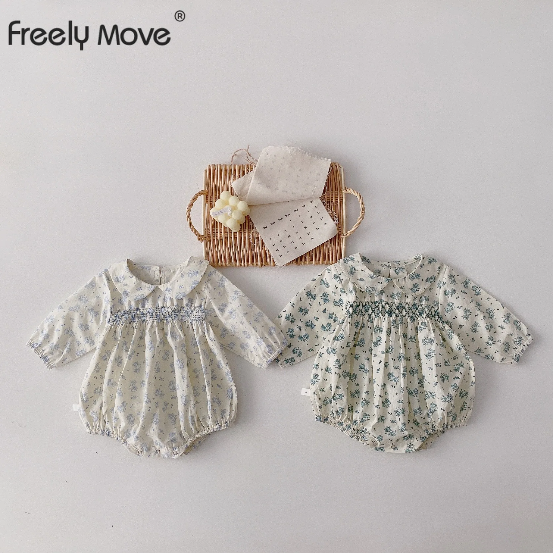 

Freely Move Baby Girl Romper Long Sleeve Clothes For Girls Floral Newborn Baby Rompers For Girls Jumpsuit Baby Boys Romper