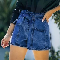 2022 summer new womens denim shorts streetwear sexy fashion with belt womens high waist patchwork denim shorts jeans