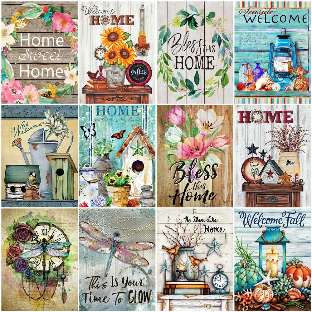 

Алмазная живопись HUACAN 5D "сделай сам", полка, фототекст, мозаика, пейзаж, творческие хобби, украшение спальни