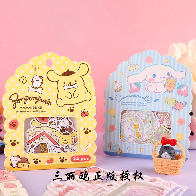 

24 шт. Kawaii MyMelody Kuromi Cinnamoroll Hellokittys Sanrioed аниме наклейки эстетические наклейки граффити милые наклейки для ноутбука игрушки