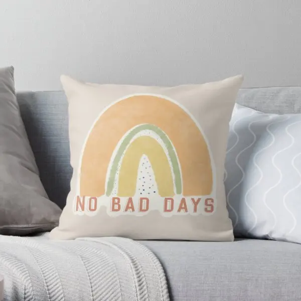 

Rainbow No Bad Days Printing Throw Pillow Cover Anime Soft Fashion Sofa Decor Decorative Home Bed Case Car Pillows not include