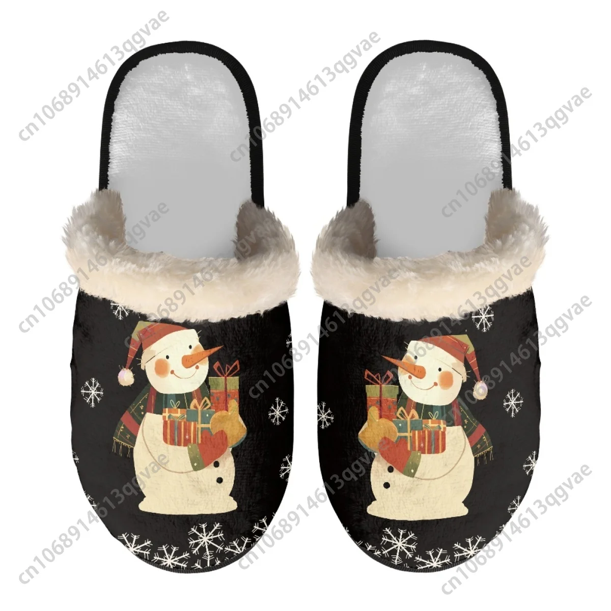 Рождественский черный кот в шляпе Санта-Клауса тапочки HoHo мужские и женские
