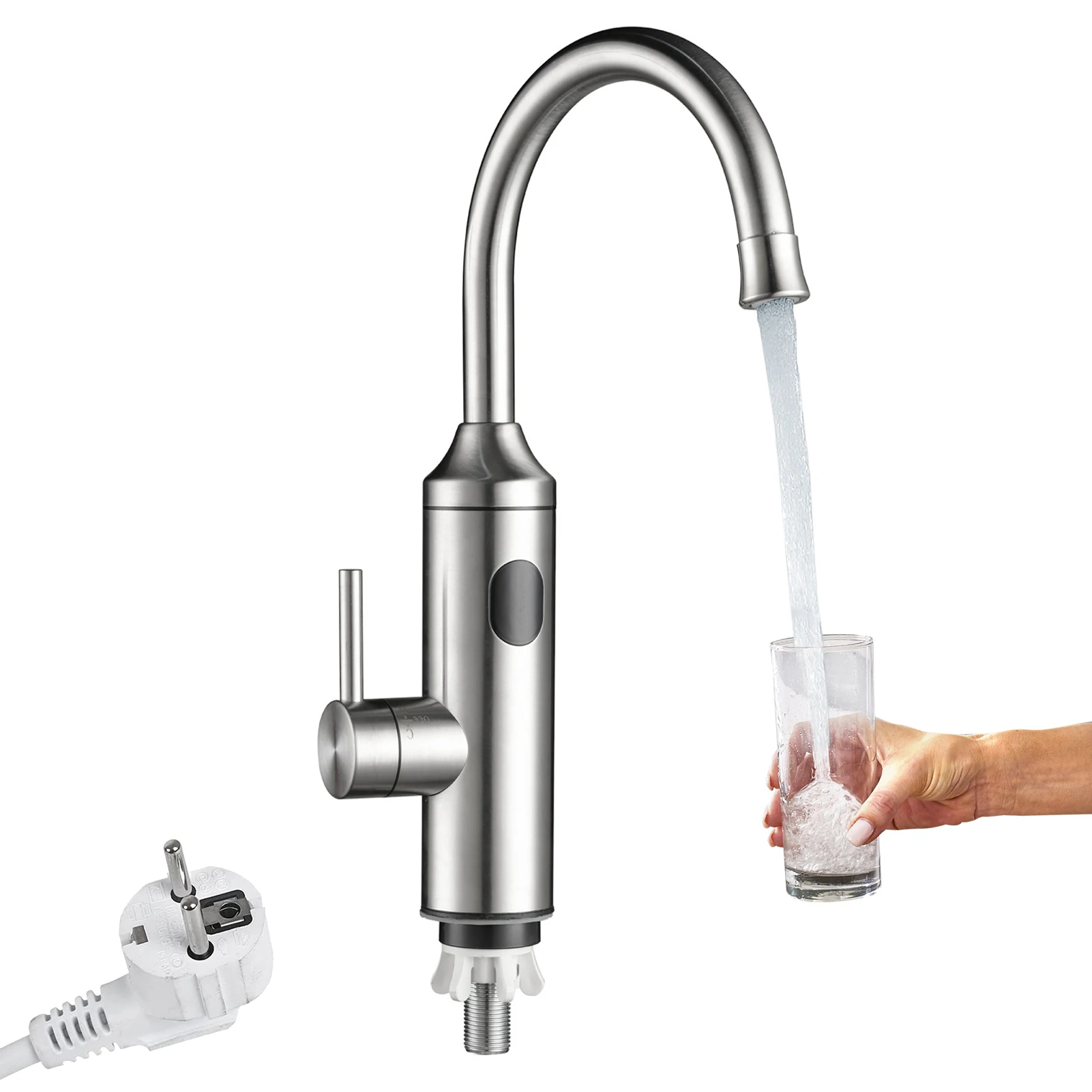 

Digital Display Faucet 3300W 220V Instant Tankless Water Faucet Hot Cold Dual Control Rotatable Fast Heating Electric Tap