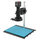 2021 1080P HDMI VGA промышленная Цифровая видеокамера-микроскоп + объектив с креплением 130X + кольцевая лампа 56 светодиодов + подставка для пайки печатных плат