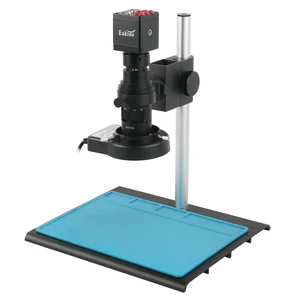 2021 1080P HDMI VGA промышленная Цифровая видеокамера-микроскоп + объектив с креплением 130X + кольцевая лампа 56 светодиодов + подставка для пайки печатных плат