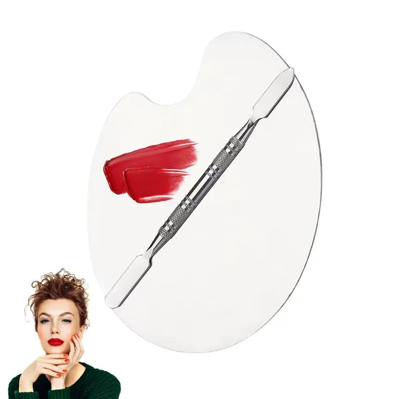 

Metal Palette Hand Makeup Mixing Palette Foundation Tray With Double-ended Toning Stick Specular Gloss And Fine Grinding Nail
