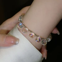 simple colorful crystal bracelet bangles for women shiny geometric round stone bracelets party jewelry accessories