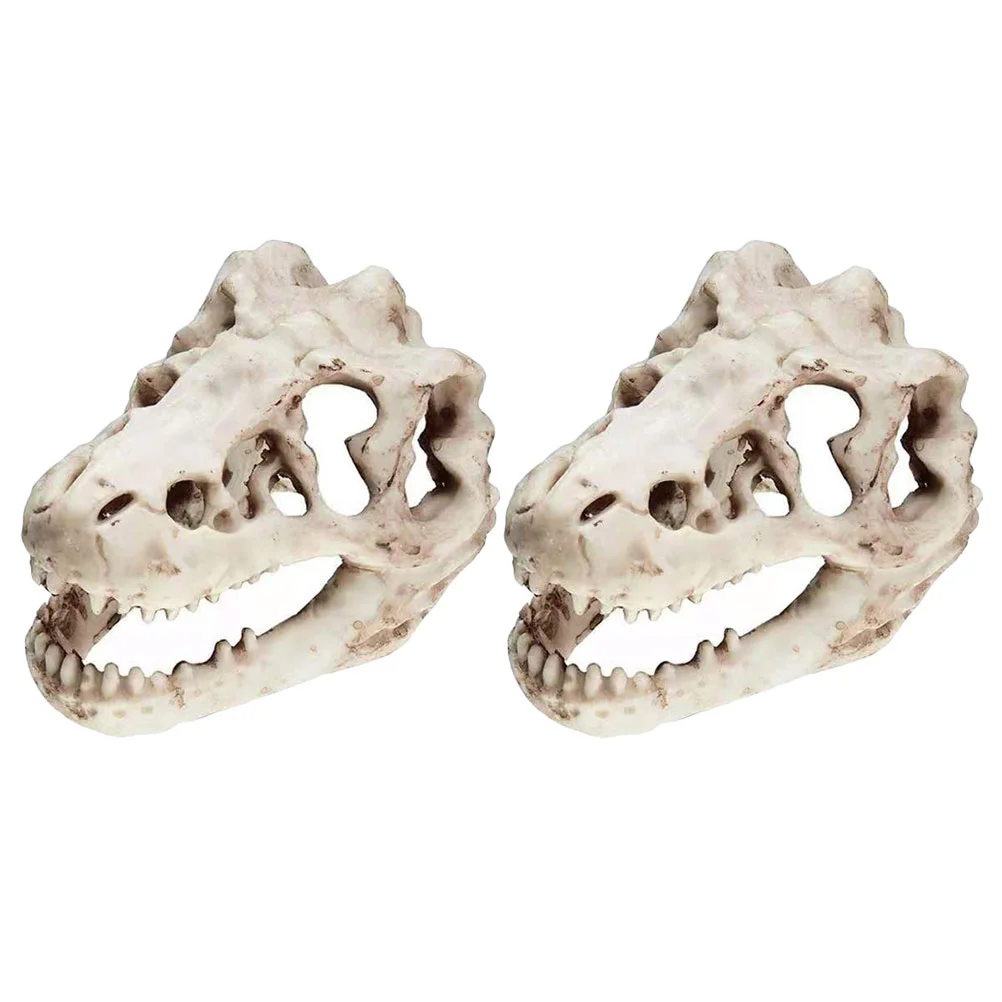 

2 Pcs Decorations Dinosaur Resin Reptile Fogger Aquarium Hideouts Adornment