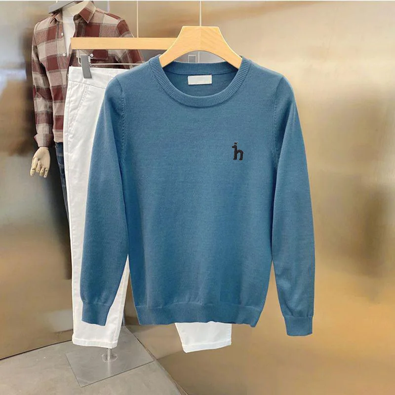 Embroidery HAZZYS Men's Clothing Male Fashion Casual Versatile Korean Knitted Sweater Trend Round Neck Tops Pullovers