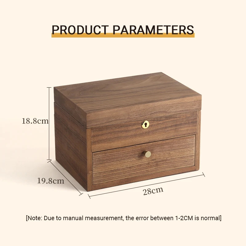 Double Layer Large Wooden Jewelry Box Organizer Women Men Jewelry Display Drawer Case Earrings Ring Necklace Jewellery Storage