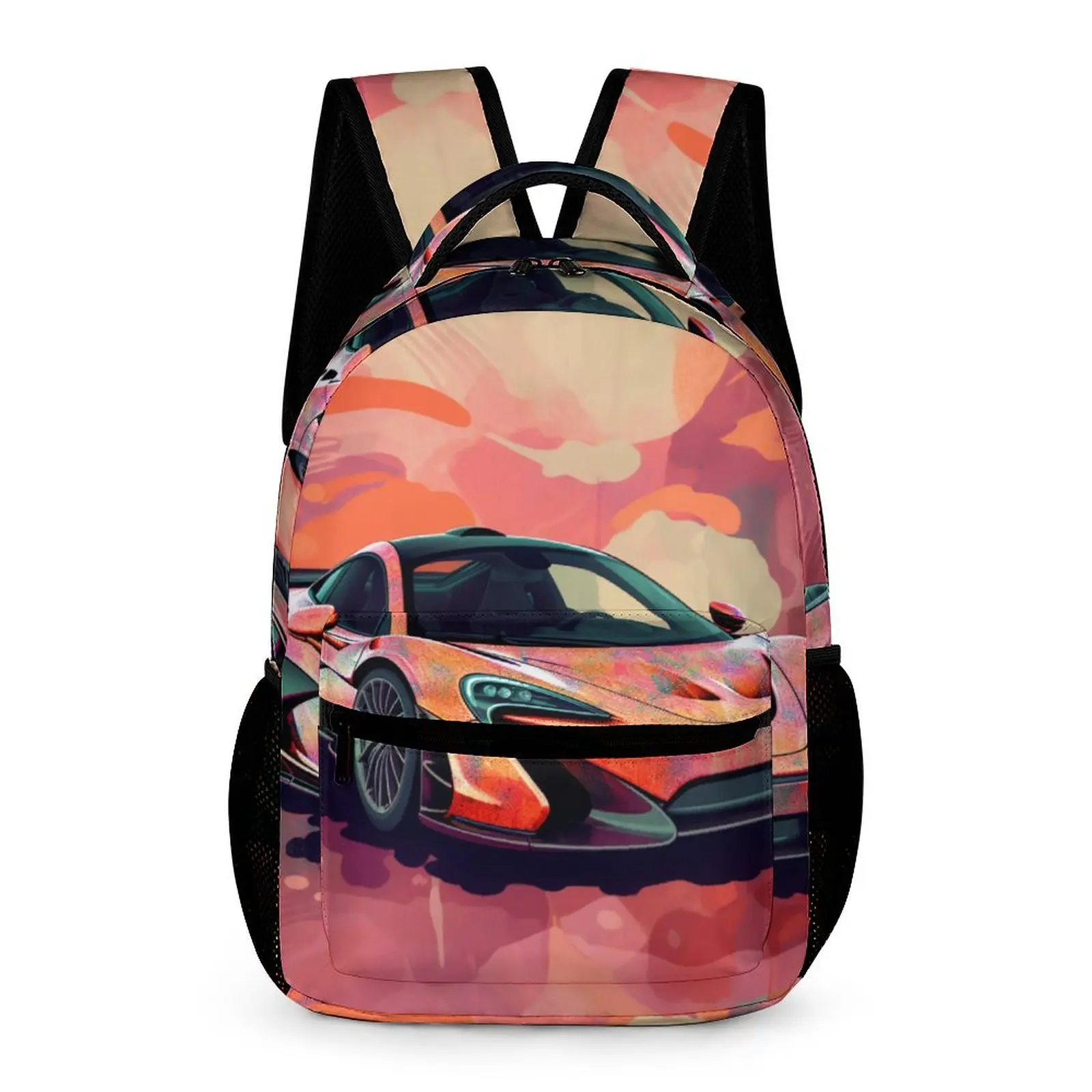 

Powerful Sports Car Backpack Cover Art Neo Fauvism Male Polyester Outdoor Style Backpacks Print Cute School Bags Rucksack