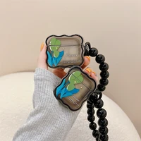 wave edge tulip flowers bead chain case for apple airpods 1 2 3 pro cases cover iphone bluetooth earbuds earphone air pods case