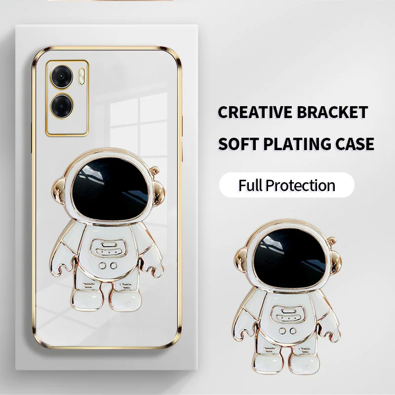 

Plating Case for vivo Y55s Y33s Y52 Y55 Y66 Y67 Y72 Y74S Y75 Y76S Y77 V5S V5 Lite T1 iQOO Z3 Creative Astronaut Bracket