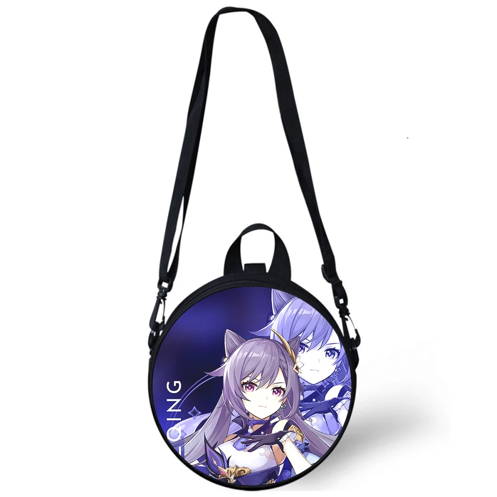 Genshin Impact Keqing Child kindergarten Bag 3D Print Crossbody Shoulder Bags For School Women Mini Round Bagpacks Rugtas Bag