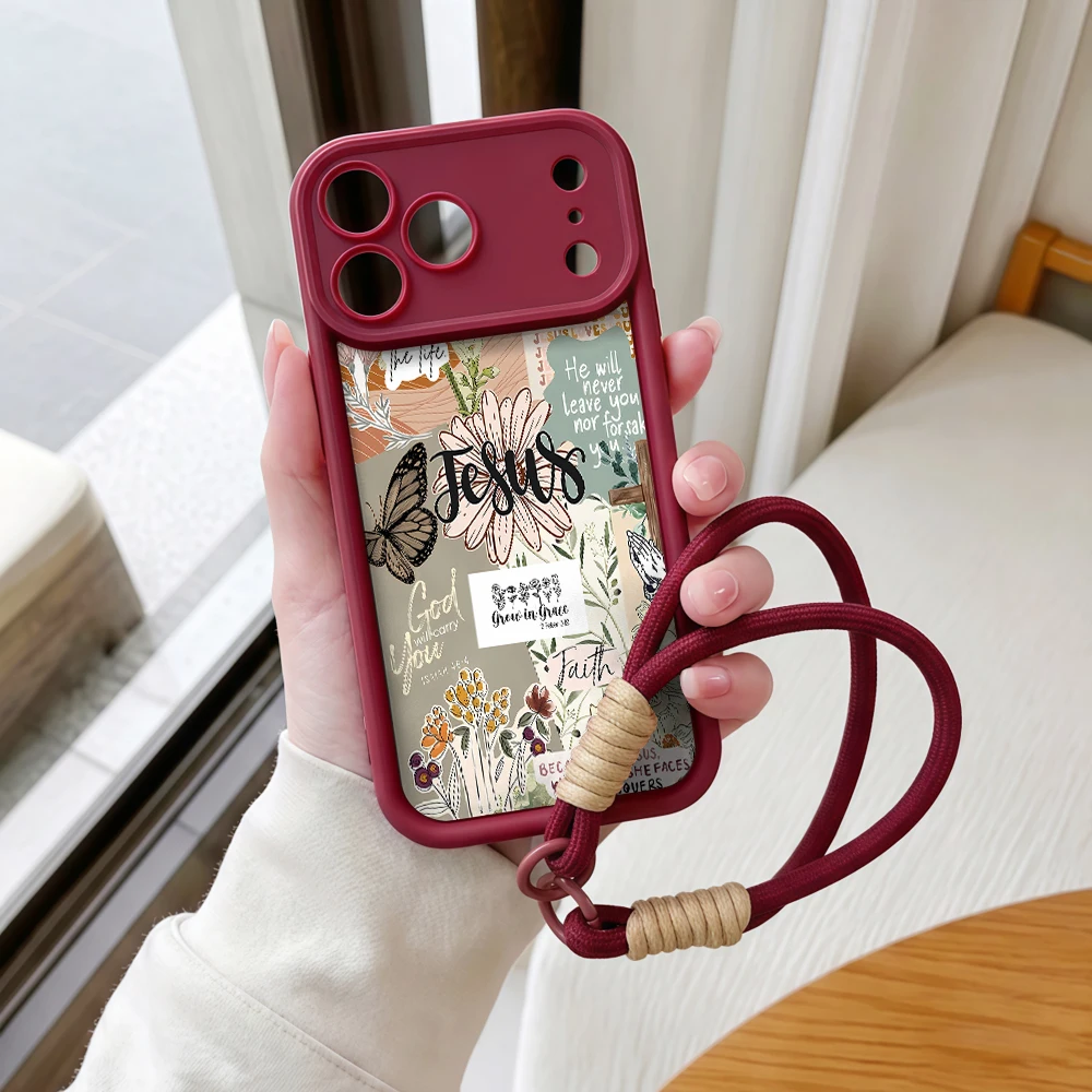 Фото Чехол для телефона с коллажем Иисуса, христианский, из ТПУ, для iPhone 17, 15, 13, 11, 12, 14, 16, 17 Pro Max, 7, 8 Plus, XR, 16e, с ремешком, силиконовый чехол №4