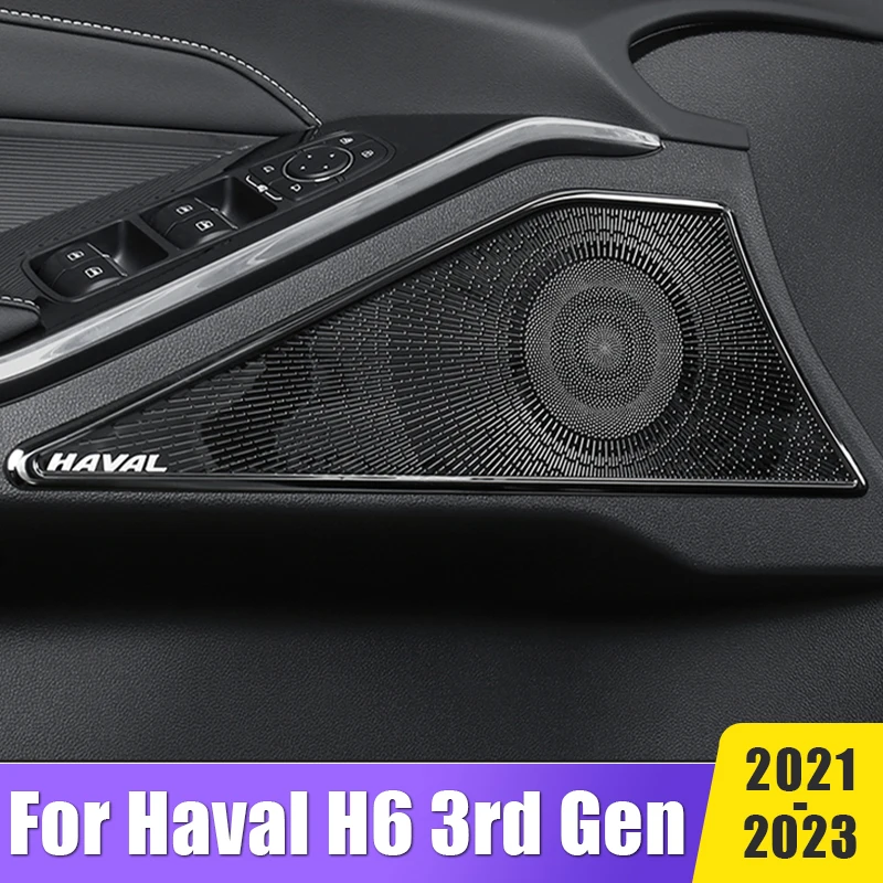 

Stainless Audio Speaker Door Loudspeaker Trim Cover Stickers For Haval H6 3rd Gen 2021 2022 2023 GT DHT PHEV Car Accessories