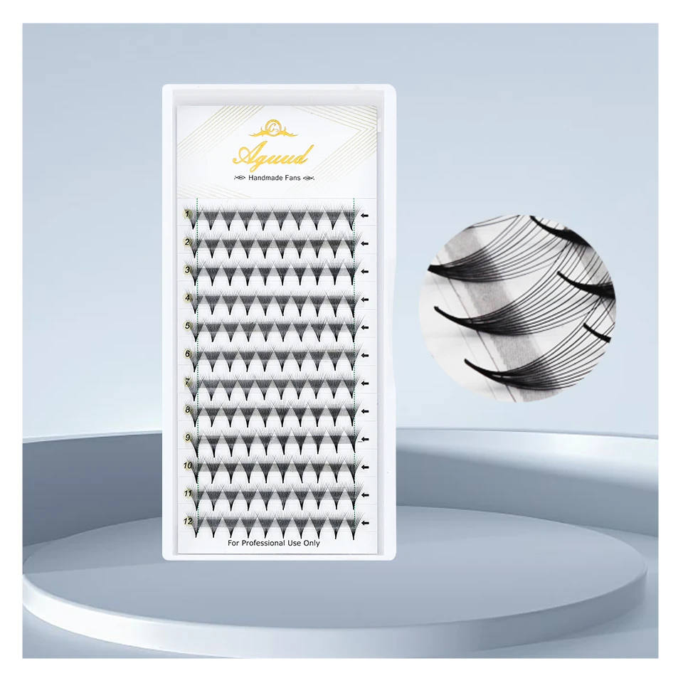 

AGUUD Russian Volume Fans LashesThin Pointy Base Sharp Narrow Stem Professional C D Curl Premade Volume Fans Eyelash Extensions