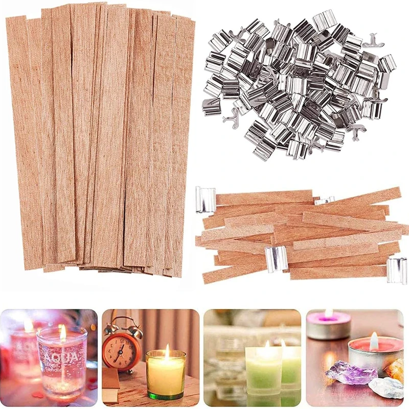 10pcs 13cm Wooden Candle Wick With Clip Base Craft Wicker Paraffin Beeswax Burning Smokeless Wick Candle Making Supplies