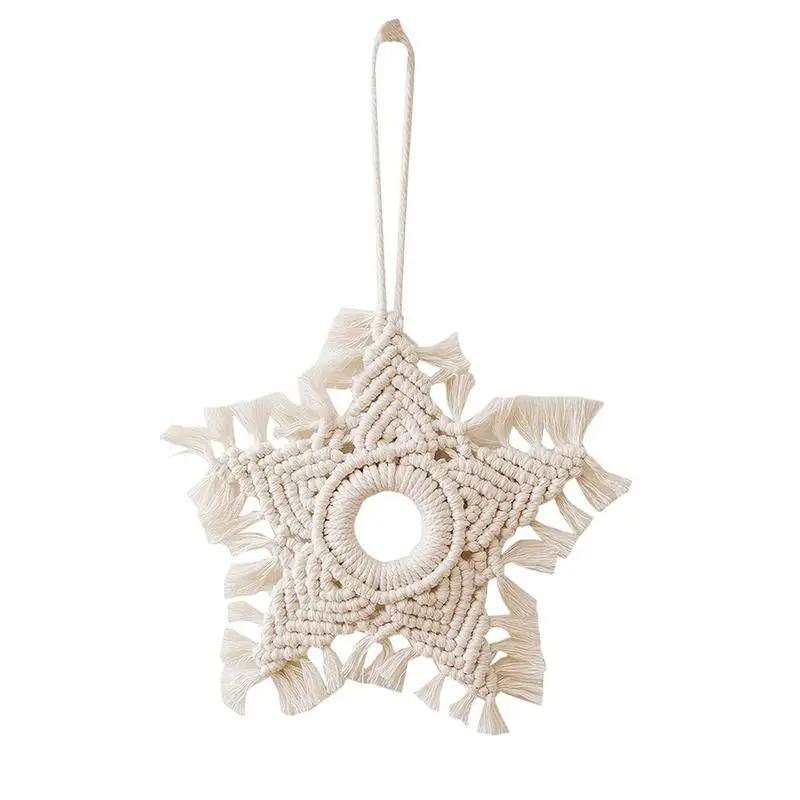 

Macrame Wall Hangings Five-Pointed Star Woven Ornament Modern Boho Wall Art For Living Room Bedroom Baby Nursery Dorm Home Decor
