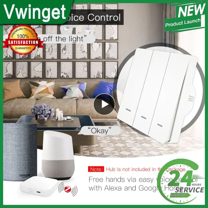 

Смарт-переключатель, 1 шт., Tuya ZigBee, без нейтрального провода, без конденсатора, Smart Life 2/3, работает с Alexa Яндекс Home