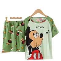 disney mickey mouse 2022 new summer childrens pajamas girls short sleeved home clothes two piece set big pajamas boys suit