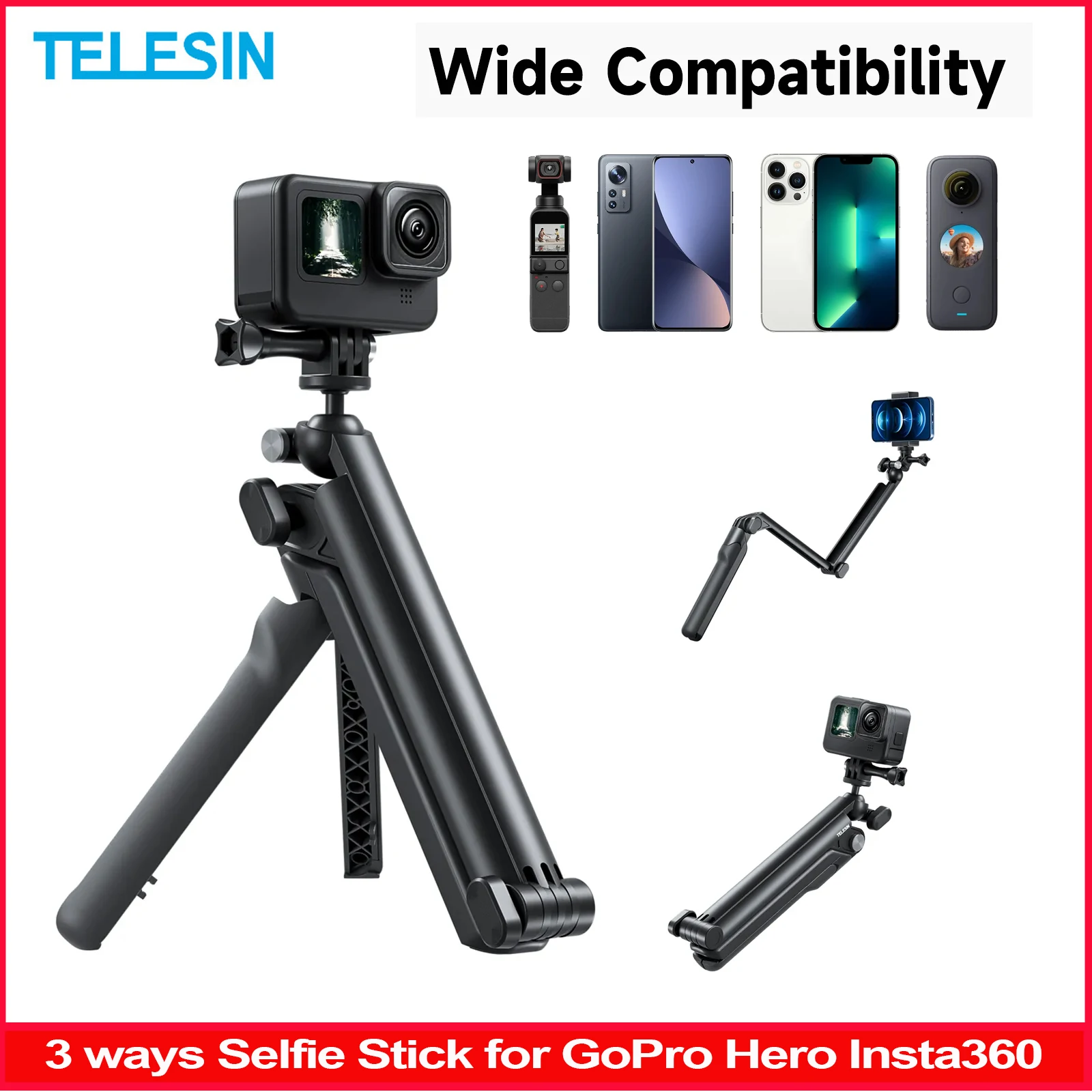 

Палка для селфи TELESIN, штатив для экшн-камеры GoPro Hero Insta360 DJI