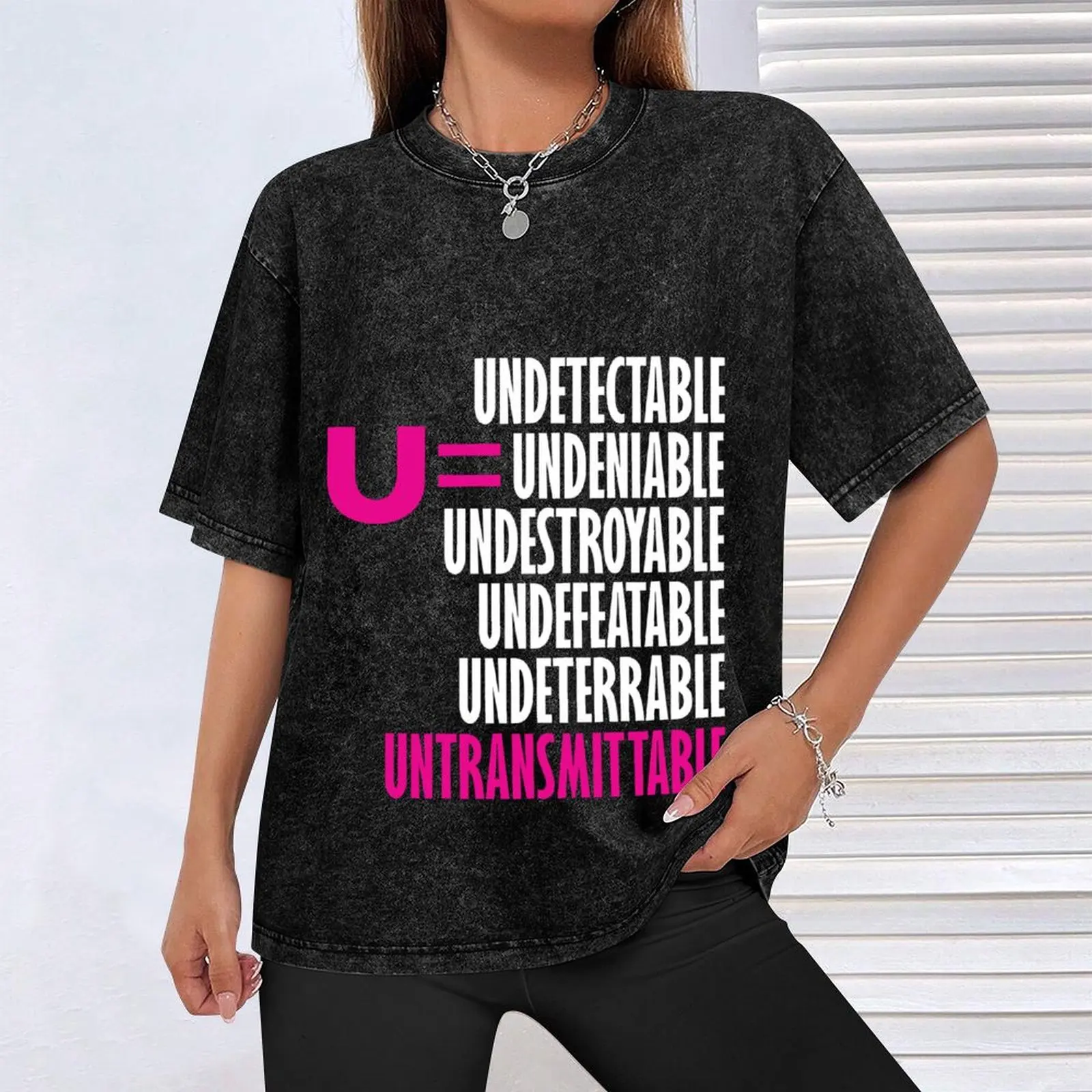 Фото Футболка U=U Undetectable = Untransmittable, однотонная, большого размера, для высоких и крупных людей. №4