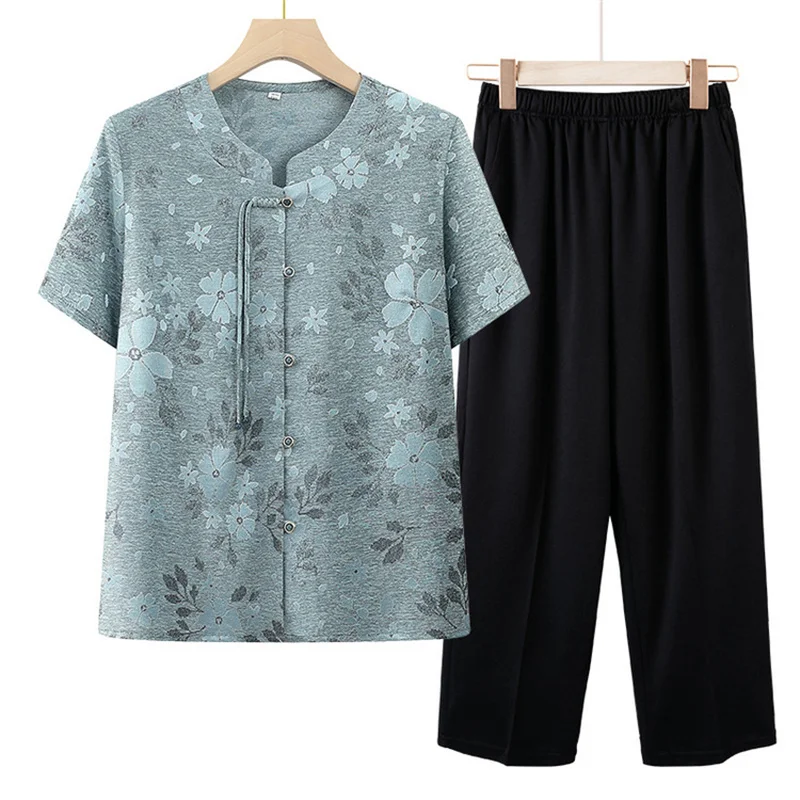 Элегантные женские комплекты новый костюм с брюками коротким рукавом летняя