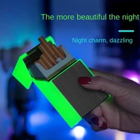 newest 2 in 1 luminous cigarette case usb charging cigarette lighter windproof smoking metal cigarette case rechargeable case