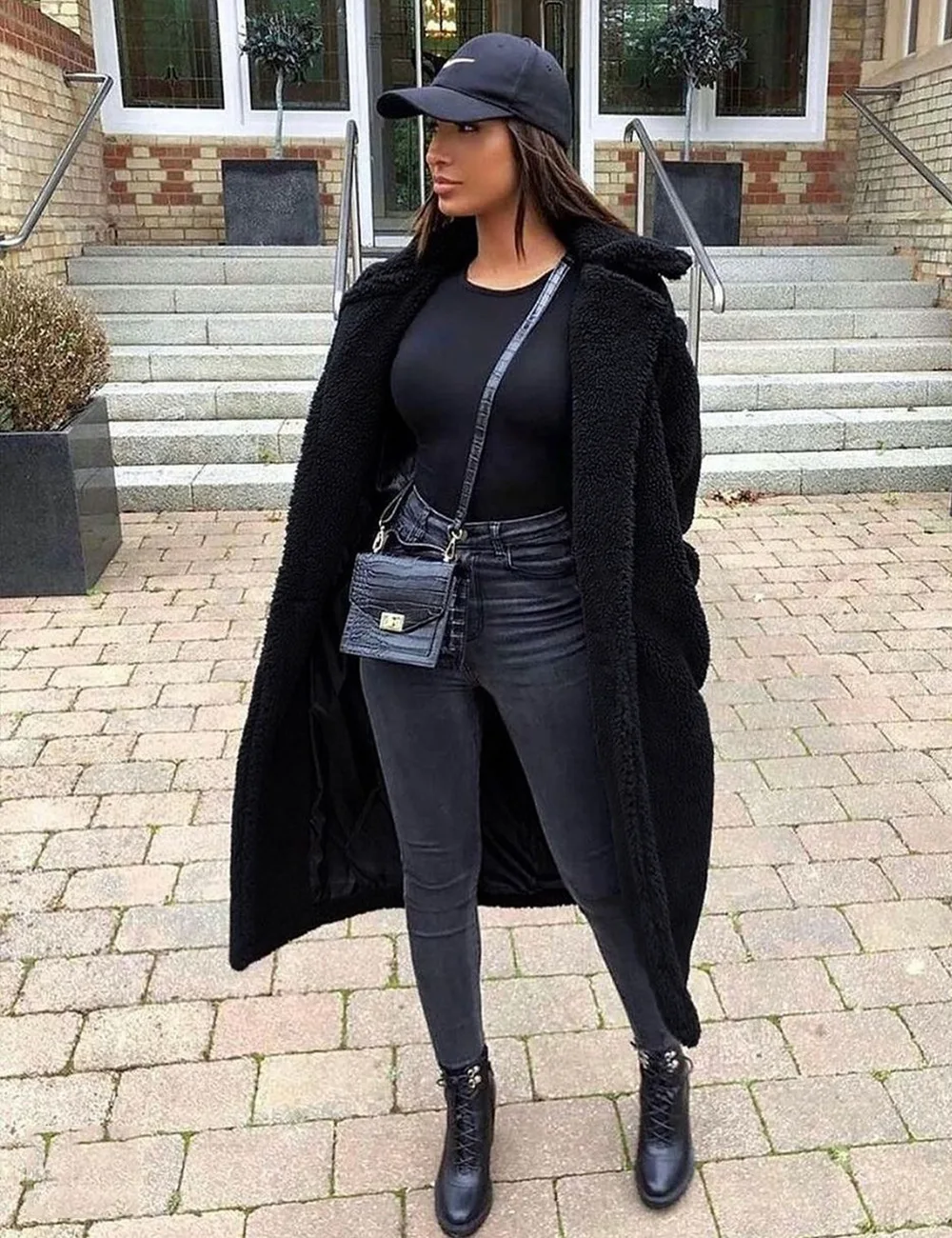 2022 Fashion medium long imitation fur coat women's autumn and winter new windbreaker casual long coat