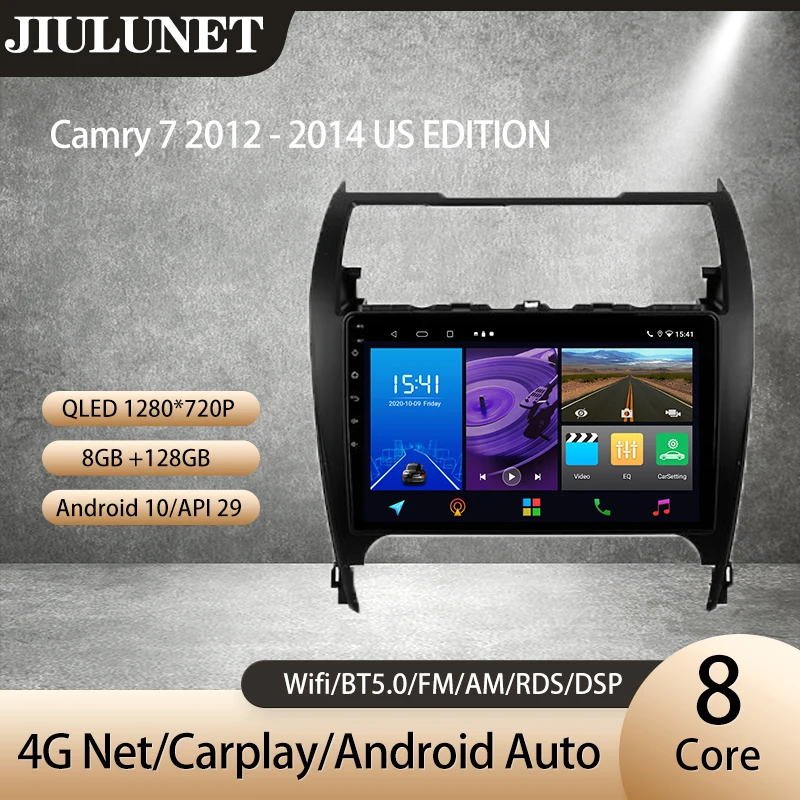 JIULUNET для Toyota Camry 7 XV 50 55 2012 - 2014 US EDITION Carplay Ai Voice автомобильное радио мультимедийный
