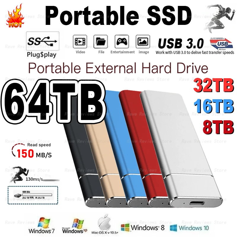 

Original 1TB Hard Drive Ssd External Hard Drive High-speed Type-C/USB 3.1 Portable Solid State Drive 500GB Hard Disk for Pc/mac