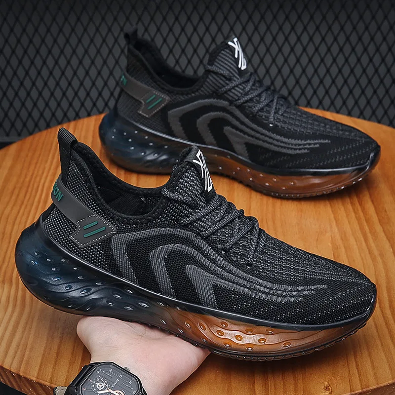 2022 Autumn Men's Shoes Super Comfortable Breathable Flying Woven Men's Sneakers Fashion Thick Bottom Heightening Shoes for Men