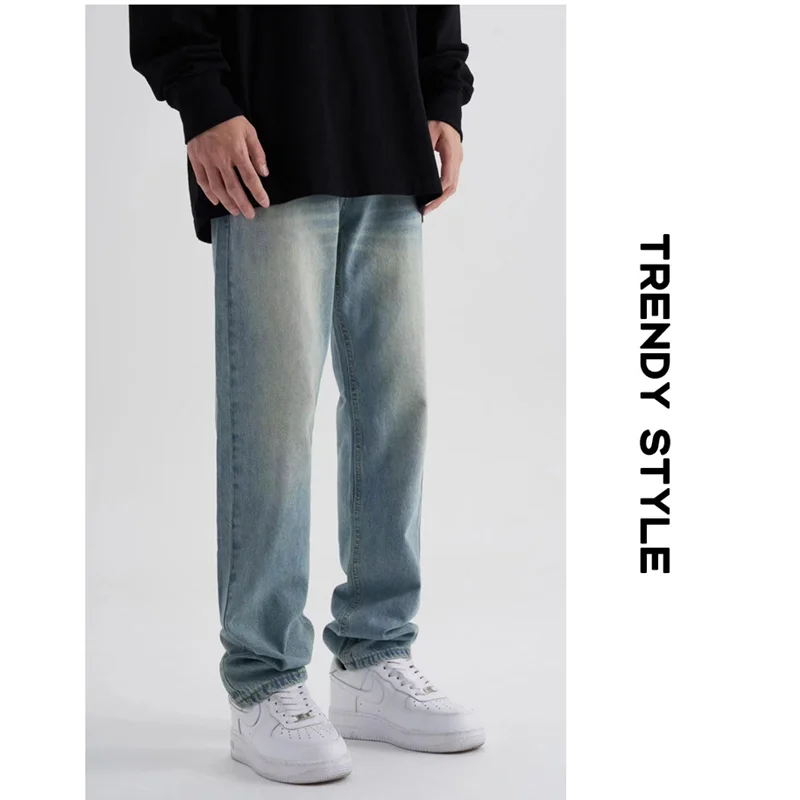 Men Clothing Autumn and Winter Fashion Straight Loose Cylinder Jeans Vintage Chaopai Large Comfortable Blue Harun Trousers Women