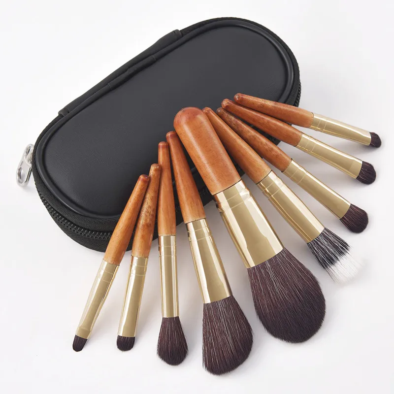 

Набор кистей для макияжа из 9 предметов с сумкой для теней для век основа пудра Контур Кисть для макияжа набор косметических инструментов дл...