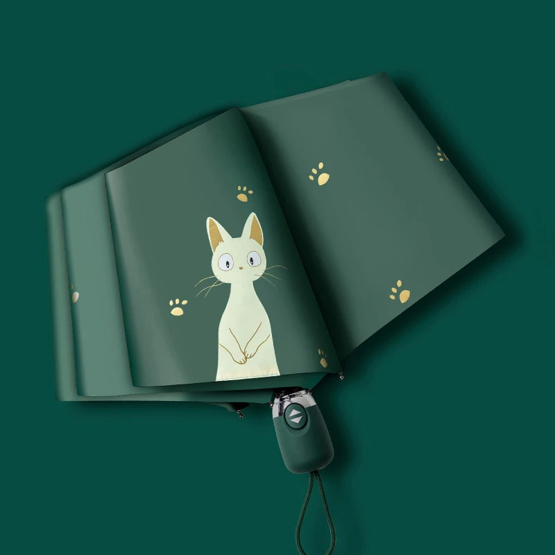 

Women Automatic Umbrella Reative Cat Claw Automatic Folding Travel Umbrella Black Coating Sunscreen Girls Kids Umbrella Paraguas