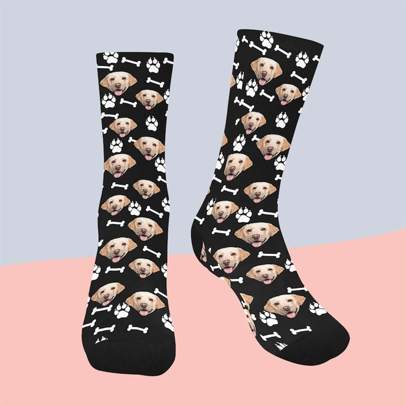 Colorful Custom Novelty DIY Men&Women Socks Funny Print Dog Personalized Your Face Photo on Sock Send friends Gift Unisex